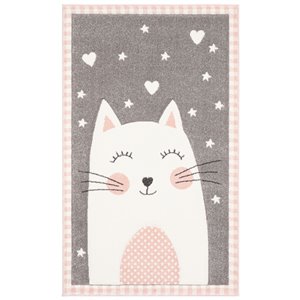 Tapis décoratif Carousel Kids CRK134P-4 de Safavieh, rectangulaire, 4 pi x 6 pi, rose/gris