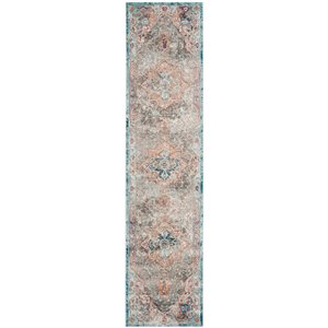 Tapis de couloir Aria ARA119E-26 de Safavieh, rectangulaire, 2 pi x 6 pi, beige/bleu