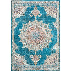 Tapis décoratif Aria ARA103N-3 de Safavieh, rectangulaire, 3 pi x 5 pi, bleu marin/ivoire