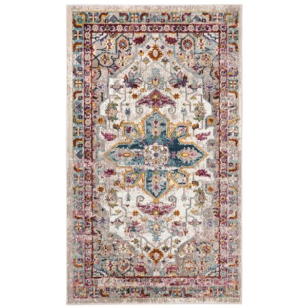 Safavieh ARA160C-3 Aria Throw Rug - Rectangular - 3-ft x 5-ft - Cream/Multi