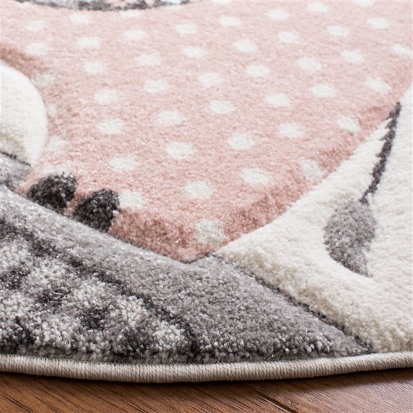 Safavieh CRK127P-5R Carousel Kids Area Rug - Round - 5-ft 3-in x 5-ft 3-in - Pink/Ivory