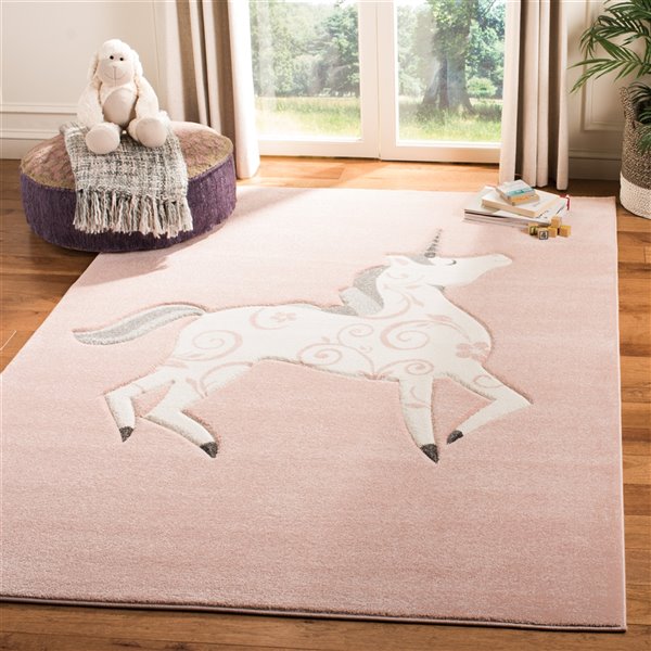 Safavieh CRK163P-5 Carousel Kids Area Rug - Rectangular - 5-ft 3-in x 7-ft 6-in - Pink/Ivory