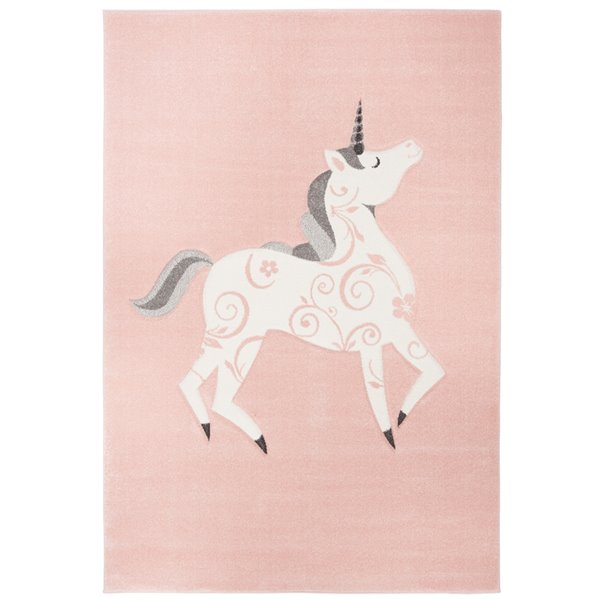 Safavieh CRK163P-5 Carousel Kids Area Rug - Rectangular - 5-ft 3-in x 7-ft 6-in - Pink/Ivory