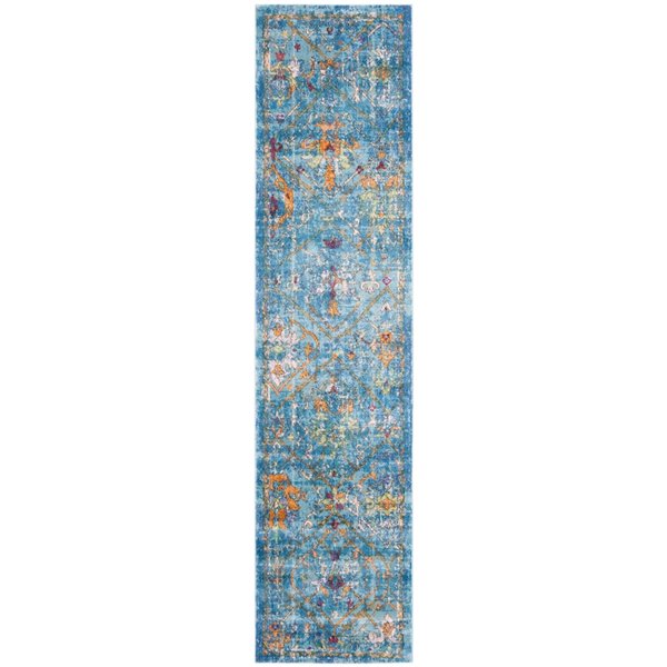 Tapis de couloir Aria ARA169B-28 de Safavieh, rectangulaire, 2 pi x 8 pi, bleu/multi