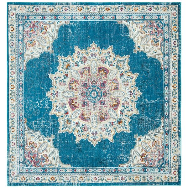 Safavieh ARA103N-6SQ Aria Area Rug - Square - 6-ft 5-in x 6-ft 5-in - Navy/Ivory