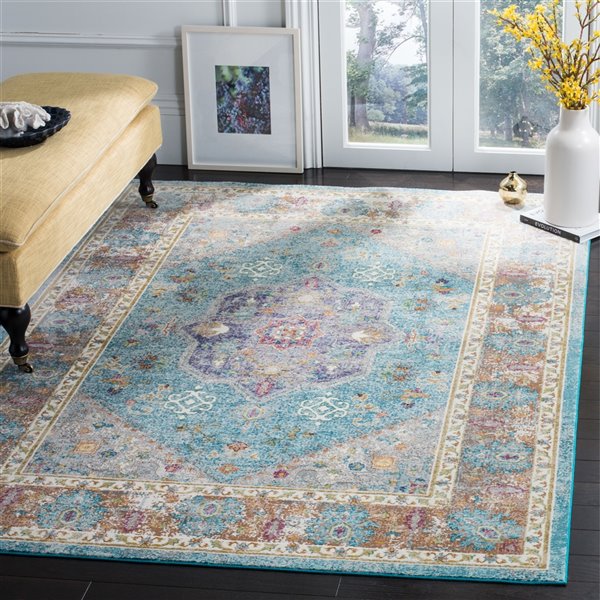 Safavieh ARA100B-8 Aria Area Rug - Rectangular - 8-ft x 10-ft - Blue/Creme