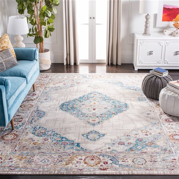 Safavieh ARA116A-6SQ Aria Area Rug - Square - 6-ft 5-in x 6-ft 5-in - Blue/Ivory