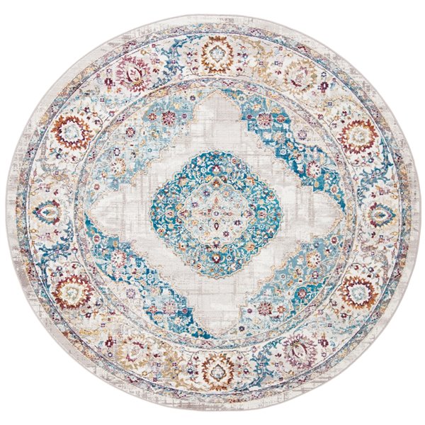 Safavieh ARA116A-6R Aria Area Rug - Round - 6-ft 5-in x 6-ft 5-in - Blue/Ivory