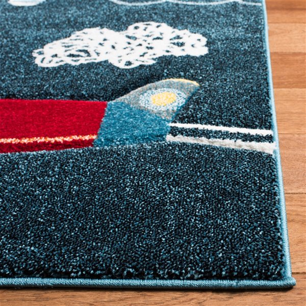 Tapis décoratif Carousel Kids CRK167N-5SQ de Safavieh, carré, 5 pi 3 po x 5 pi 3 po, bleu marin/ivoire