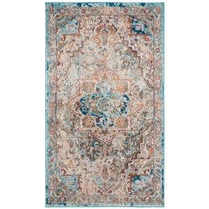 Safavieh ARA119E-3 Aria Throw Rug - Rectangular - 3-ft x 5-ft - Beige/Blue