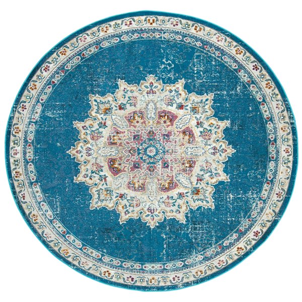 Safavieh ARA103N-6R Aria Area Rug - Round - 6-ft 5-in x 6-ft 5-in - Navy/Ivory