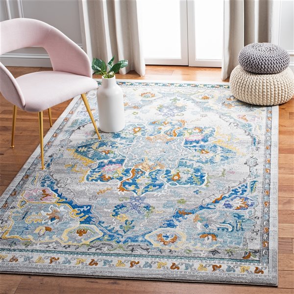 Tapis décoratif Aria ARA129F-5 de Safavieh, rectangulaire, 5 pi 1 po x 7 pi 6 po, gris/bleu