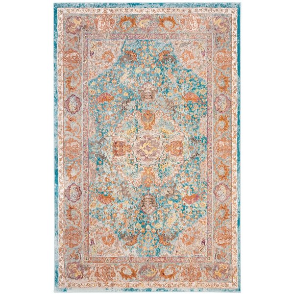 Safavieh ARA120B-4 Aria Area Rug - Rectangular - 4-ft x 6-ft - Blue/Orange