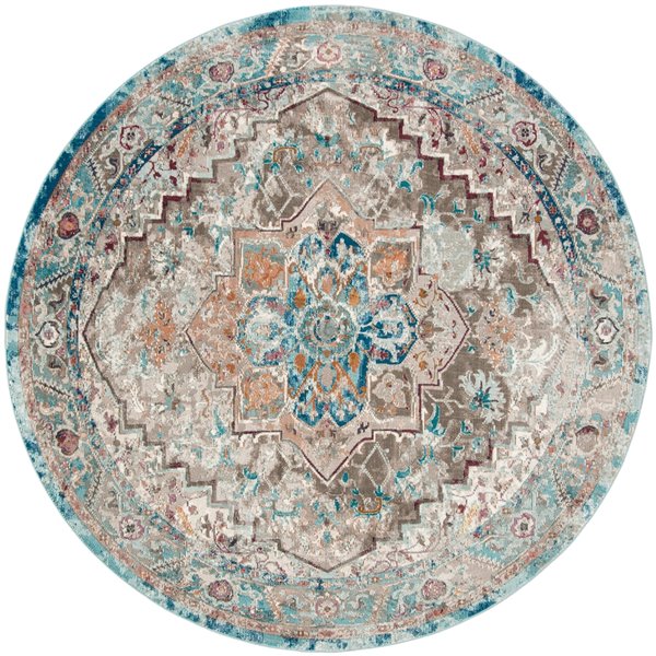 Tapis décoratif Aria ARA119E-6R de Safavieh, rond, 6 pi 5 po x 6 pi 5 po, beige/bleu