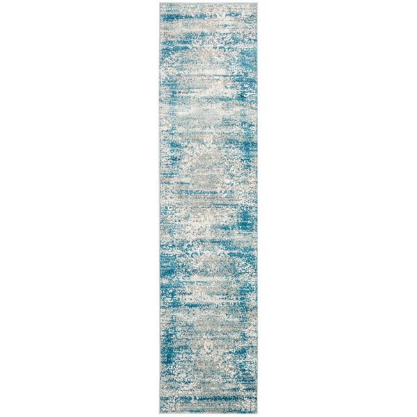 Tapis de couloir Aria ARA156B-26 de Safavieh, rectangulaire, 2 pi x 6 pi, bleu/crème