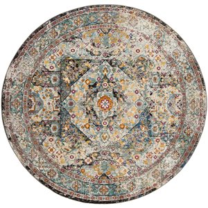 Tapis décoratif Aria ARA199B-6R de Safavieh, rond, 6 pi 5 po x 6 pi 5 po, bleu/multi