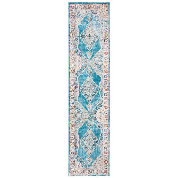 Safavieh ARA116M-28 Aria Runner - Rectangular - 2-ft x 8-ft - Ivory/Navy