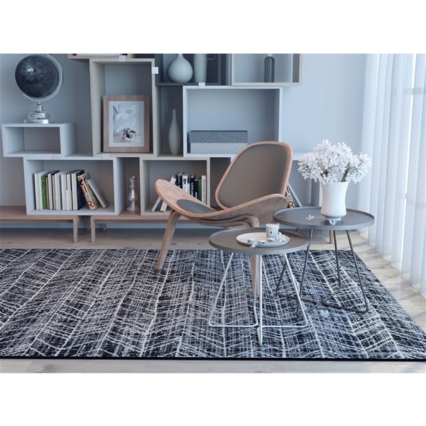 Tapis Birmingham de la Collection Bourbon Street, 5 pi x 8 pi, gris