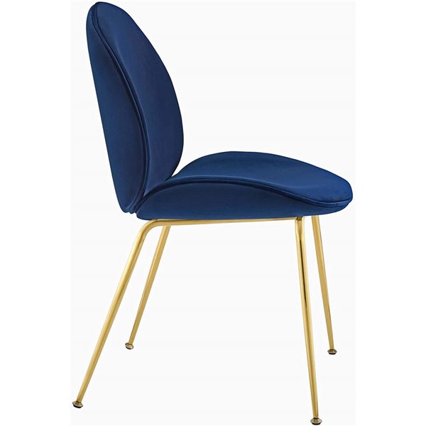 Plata Decor Lotus Velvet Dining Chairs - Blue with Gold Legs - Set of 4