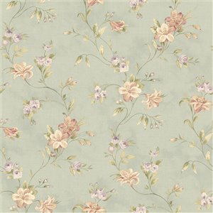 Chesapeake The Cottage Prepasted Paper Wallpaper - 56.4-sq. ft. - Light Blue and Pink