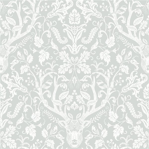 Chesapeake Birch & Sparrow Prepasted Paper Wallpaper - 56.4-sq. ft. - Grey