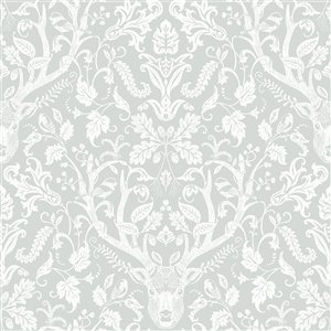 Chesapeake Birch & Sparrow Prepasted Paper Wallpaper - 56.4-sq. ft. - Grey