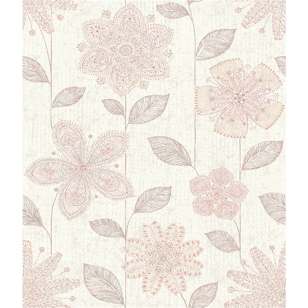 A Street Prints Kismet Unpasted Nonwoven Wallpaper 56.4 sq. ft. Pink and White