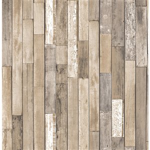 Brewster Essentials Barn Board Unpasted Nonwoven Wallpaper - 56.4-sq. ft. - Brown