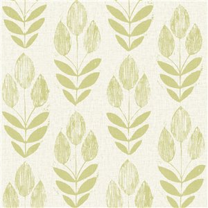 Papier peint non encollé et non tissé Bath Bath Bath IV par Brewster, 56,4 pi², vert pâle et beige