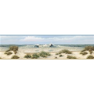 Bordure de papier peint encollée Chesapeake, dunes de Falmouth, 6 po, beige