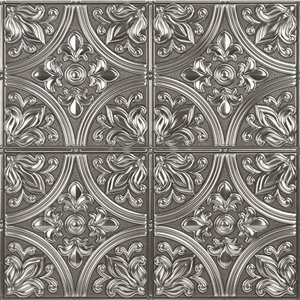 InHome Abstract Self-Adhesive Peel and Stick Tile - 20-in x 20-in - Silver - 4-Piece