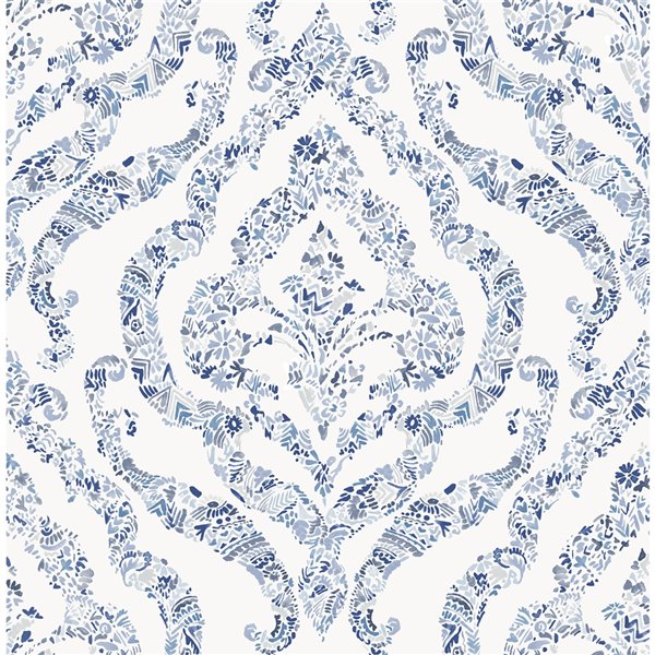 A Street Prints Perennial Unpasted Nonwoven Wallpaper 56.4 sq. ft. White and Blue