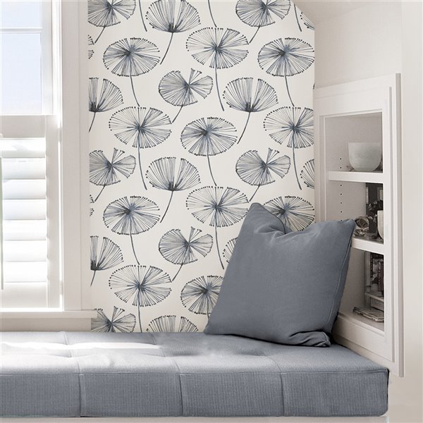 NuWallpaper Self-Adhesive Vinyl Wallpaper - 30.75-sq. ft. - White and Dark Blue