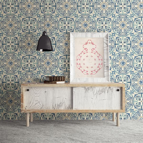 A Street Prints Restored Unpasted Nonwoven Wallpaper 56.4 sq. ft. Blue