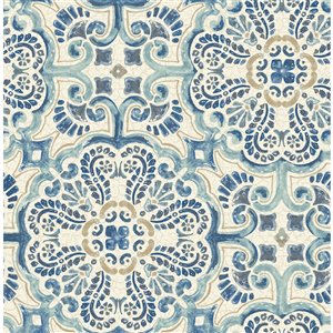 A-Street Prints Restored Unpasted Nonwoven Wallpaper - 56.4-sq. ft. - Blue