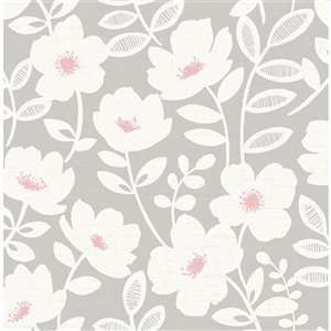 Brewster Essentials Unpasted Nonwoven Wallpaper - 56.4-sq. ft. - Pink and Grey