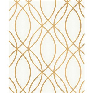 Papier peint non encollé en vinyle Metallic par Advantage, 56,4 pi², blanc et or