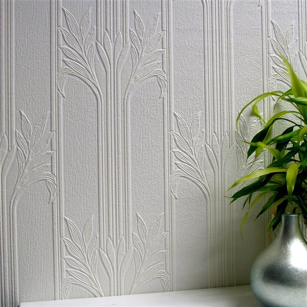 Brewster Anaglypta X Wildacre Unpasted Vinyl Wallpaper - Paintable - 57.5-sq. ft. - White