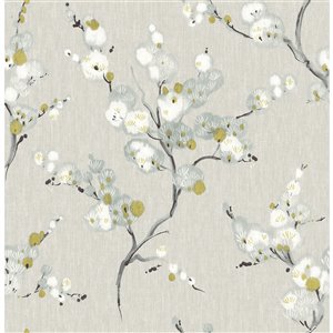 Papier peint non encollé et non tissé Bliss Fresh Start par Brewster, 56,4 pi², grège