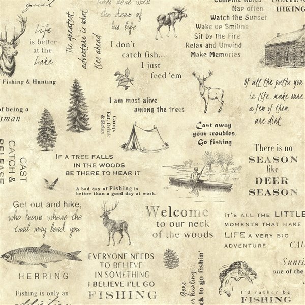 Chesapeake Echo Lake Lodge Prepasted Paper Wallpaper - 56.4-sq. ft. - Beige