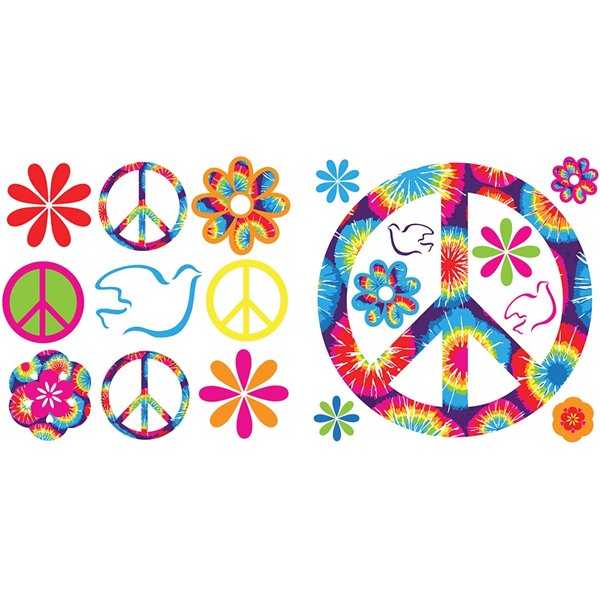 Autocollant mural Tie Dye Peace de WallPops, 26 po x 26 po