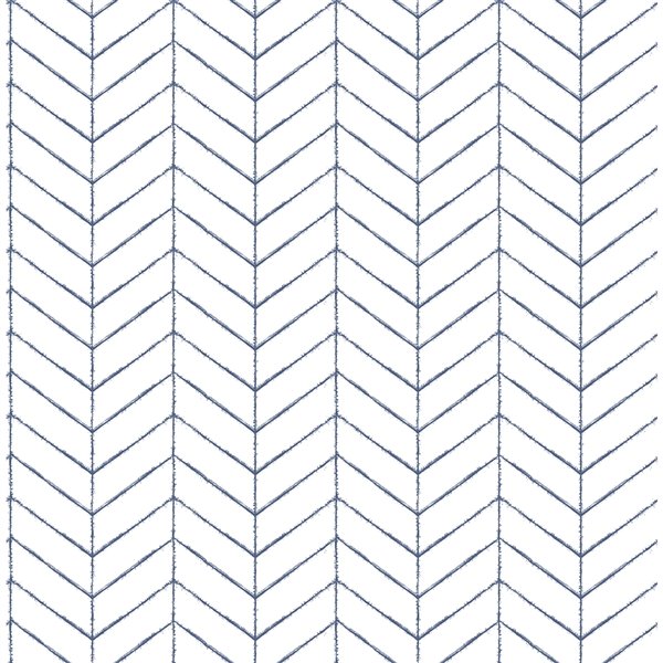 Chesapeake Birch & Sparrow Prepasted Nonwoven Wallpaper - 56.4-sq. ft. - White and Navy Blue