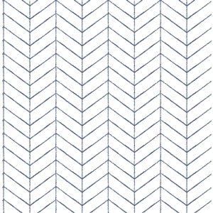 Chesapeake Birch & Sparrow Prepasted Nonwoven Wallpaper - 56.4-sq. ft. - White and Navy Blue