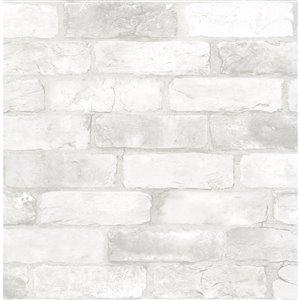 Papier peint non encollé et non tissé Fresh Start par Brewster, 56,4 pi², gris clair