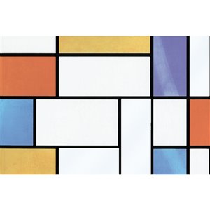 Film autocollant décoratif pour fenêtres Mondrian de Fablon, 26,57 po x 78,74 po, multicolore et transparent, paquet de 2