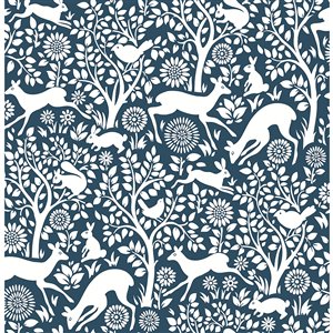 Brewster Essentials Unpasted Nonwoven Wallpaper - 56.4-sq. ft. - Blue and White