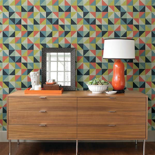 A Street Prints Geometrie Unpasted Nonwoven Wallpaper 56.4 sq. ft. Multicolour