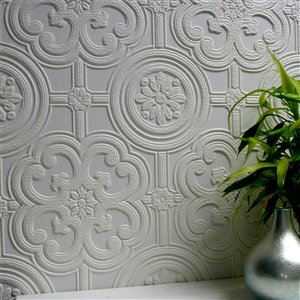 Brewster Anaglypta X Egon Unpasted Vinyl Wallpaper - Paintable - 57.5-sq. ft. - White