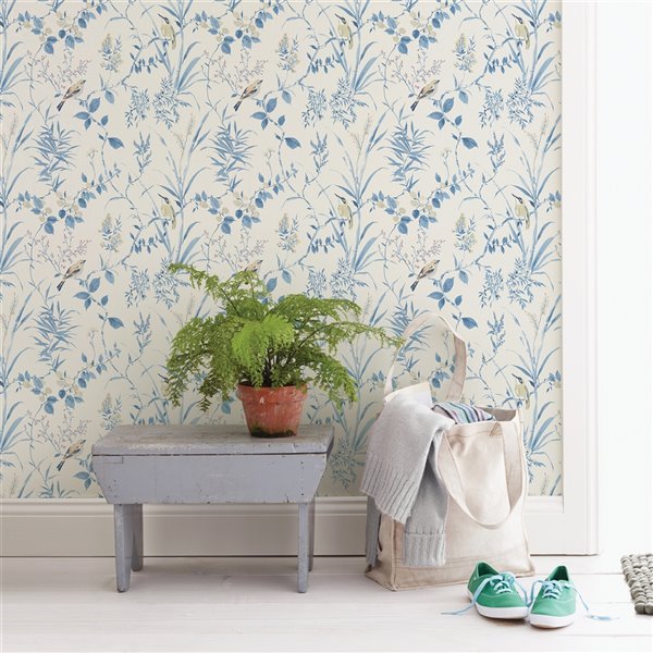 Chesapeake The Vineyard Prepasted Nonwoven Wallpaper - 56.4-sq. ft. - Blue