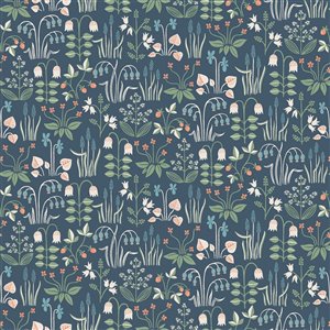 Wall Vision In Bloom Unpasted Nonwoven Wallpaper - 57.8-sq. ft. - Navy Blue